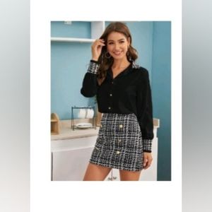Mini skirt black blouse